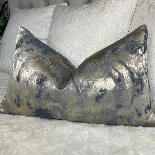 Marble Metallic Cushion Cover For Sofa Or Bed, Luxury Tessere Throw Pillow Sham Interior Designer - image 1