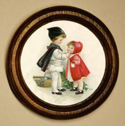 Handmade Wooden Wall Hanging Christmas Decoration Boy & Girl Dressing Up Light Oak Picture Frame - thumbnail 1
