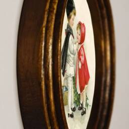 Handmade Wooden Wall Hanging Christmas Decoration Boy & Girl Dressing Up Light Oak Picture Frame - thumbnail 2