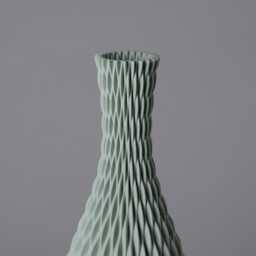 Floor Vase Aqua - Sage Green Modern Design With Wavy Surface Lightweight 3D Printed From Recycled Bioplastic 50/60 cm Tall - thumbnail 2