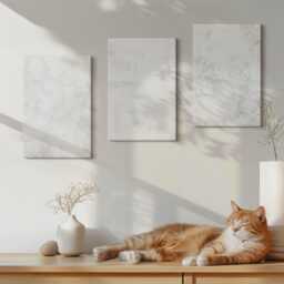 Canvas Art Set Of 3 - White Spots On Minimalist Backgrounds, Wall Canvas, Natural Textures Decor - thumbnail 1