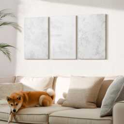 Canvas Art Set Of 3 - White Spots On Minimalist Backgrounds, Wall Canvas, Natural Textures Decor - thumbnail 2