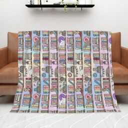 Taylors Shelf 280Gsm Bookish Reader Blanket 50 X 60 Inches, Soft Fluffy Bookworm Gift