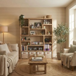 Basket Bookcase - Multi-Dimensional Shelving Unit Reclaimed Wood Display Shelf Industrial Open Frame Storage