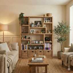 Basket Bookcase - Multi-Dimensional Shelving Unit Reclaimed Wood Display Shelf Industrial Open Frame Storage - thumbnail 2