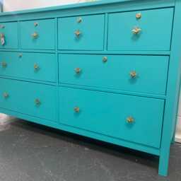 Large Painted Chest Of Drawers Merchant Turquoise With Gold Bee Handles - thumbnail 3