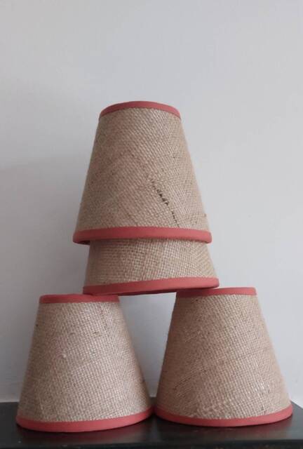 Hessian Candle Clip Lampshade With Coral Trim - image 1
