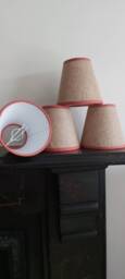 Hessian Candle Clip Lampshade With Coral Trim - thumbnail 3