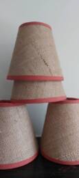 Hessian Candle Clip Lampshade With Coral Trim - thumbnail 2