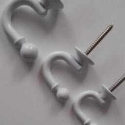 Mini Round Metal Curtain Wall Towel Hooks Coat Hanger - White - Pack Of 2 - thumbnail 2