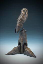 Rodents Beware - Barn Owl Raptor Bronze Wildlife Bird By Jerry Simchuk Art Studio - thumbnail 1