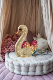 Personalized Wooden Swan Lamp - Rainbow Night Light - Boho Girls Nursery Decor Custom Baby Shower Gift Princess Room Lighting - thumbnail 1