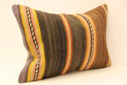 Kilim Lumbar Pillowcover, 16x24 Turkish Textile Cushion Hand Made Decorative Home Design Throw Pillow Case Sofa Boho Pillow, 4Kaf-44