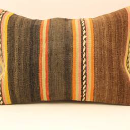 Kilim Lumbar Pillowcover, 16x24 Turkish Textile Cushion Hand Made Decorative Home Design Throw Pillow Case Sofa Boho Pillow, 4Kaf-44 - thumbnail 3