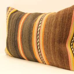 Kilim Lumbar Pillowcover, 16x24 Turkish Textile Cushion Hand Made Decorative Home Design Throw Pillow Case Sofa Boho Pillow, 4Kaf-44 - thumbnail 2