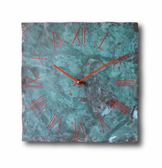 Turquoise Wall Clock, Home Decor, Original Hand Made Design Rustic Clocks