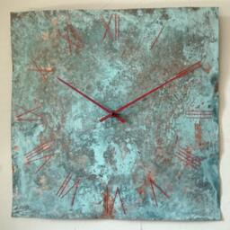 Turquoise Wall Clock, Home Decor, Original Hand Made Design Rustic Clocks - thumbnail 3