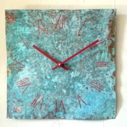 Turquoise Wall Clock, Home Decor, Original Hand Made Design Rustic Clocks - thumbnail 2