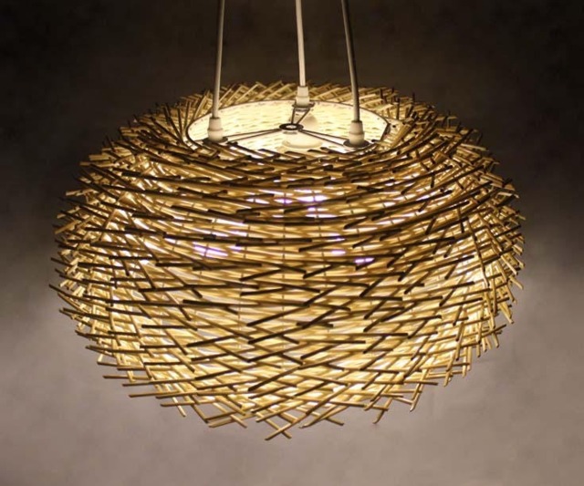 Cane Bird Nest Pendant Lights-Cane Lamp Fixtures-Rustic Lamps-Hanging Lamp-Countryside Lamps-Home Decoration-3 X Lamp Holders-110-240V - image 1
