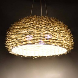 Cane Bird Nest Pendant Lights-Cane Lamp Fixtures-Rustic Lamps-Hanging Lamp-Countryside Lamps-Home Decoration-3 X Lamp Holders-110-240V - thumbnail 2