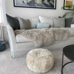Sheepskin Pouffe, Footstool , Seat, Chair, Stool, Genuine Luxury Oyster Pouffe Fluffy - thumbnail 3