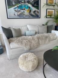 Sheepskin Pouffe, Footstool , Seat, Chair, Stool, Genuine Luxury Oyster Pouffe Fluffy