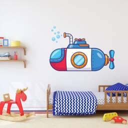 Submarine Wall Sticker , Nautical Nursery Ocean Decal Under The Sea For Kids Room Life - thumbnail 2