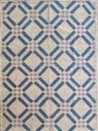 Geometric Wool Jute Flatweave Rug in Beige & Blue - Modern Handwoven Area - thumbnail 1