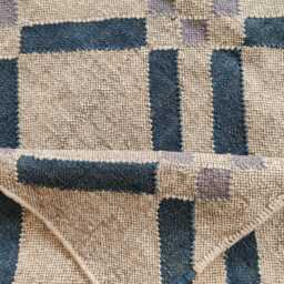 Geometric Wool Jute Flatweave Rug in Beige & Blue - Modern Handwoven Area - thumbnail 4