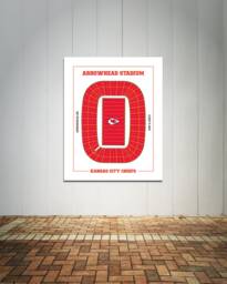 Vintage Arrowhead Stadium Seating Chart Print Kansas City Chiefs Art - thumbnail 1