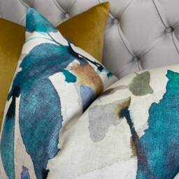 Abstract Leaf Cushion Cover Teal - John Lewis Alexa Fabric Pillow Sham Designer Handmade in UK Double Sided - thumbnail 2