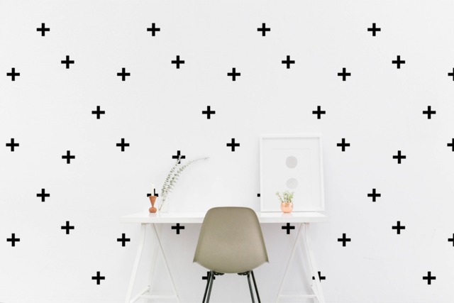 Plus Sign Wall Decal Positive Kids Room Wall Sticker Living Bedroom Office Pattern Wallpaper Vinyl Decals Stickers Home Decor - image 1
