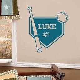 Baseball Name Plate Sign Personalized Vinyl Wall Decal Lettering Kids Room Nursery Decal Sticker Room Decor Art - thumbnail 2
