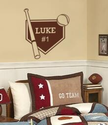 Baseball Name Plate Sign Personalized Vinyl Wall Decal Lettering Kids Room Nursery Decal Sticker Room Decor Art