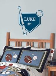 Baseball Name Plate Sign Personalized Vinyl Wall Decal Lettering Kids Room Nursery Decal Sticker Room Decor Art - thumbnail 3