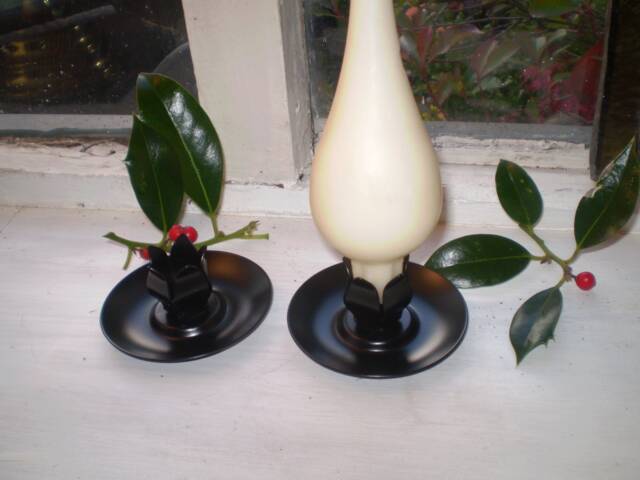 2 Black Iron Candle Holders, For Dinner Candles Or Teardrop Candles, Holds Your Candles Secure - image 1