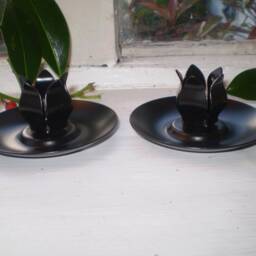 2 Black Iron Candle Holders, For Dinner Candles Or Teardrop Candles, Holds Your Candles Secure - thumbnail 2