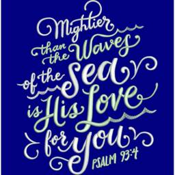 Cushion Cover 45x45cm Mightier Than The Waves Of Sea Is His Love For You Psalms 934 Embroidered With A Choice Fabric Colours - thumbnail 2