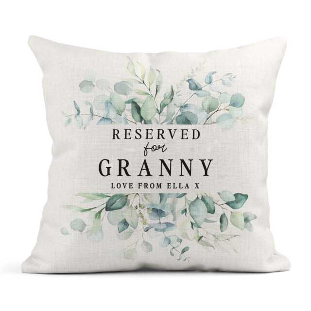 Personalised Cushion For Granny, Floral Eucalyptus Granny - image 1