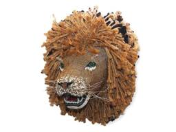 Lion Head Wall Hanging - Bead, Wire & Rope Animal Art/African Trophy - thumbnail 1