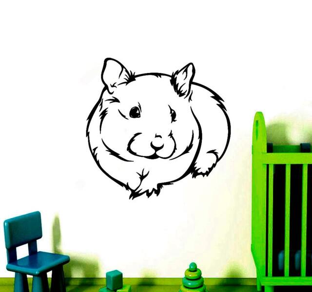 Wall Decals Animal Hamster Decal Vinyl Sticker Home Decor Humster Nursery Bedroom Dorm Living Room Window Chu281 - image 1