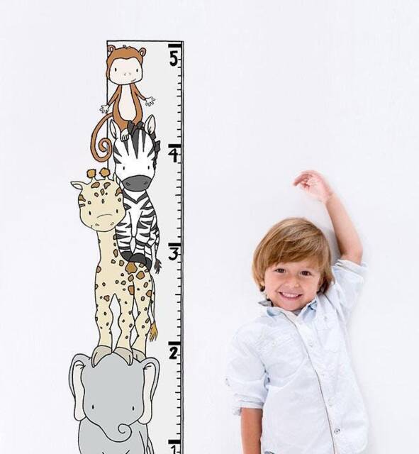 Safari Growth Chart Wall Sticker Decal - Educational Stickers, Learning, Art, Decals, Kids Room, School, Education, Gifts