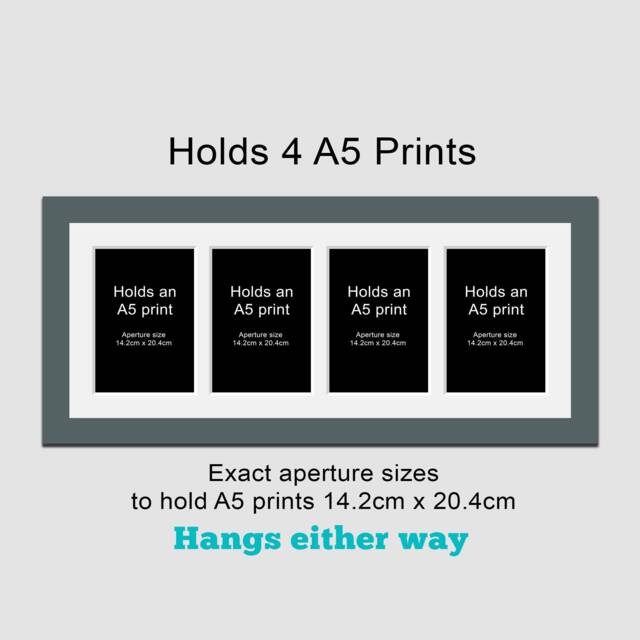 Multi Photo Picture Frame - Holds 4 A5 Prints Or Photos in A 29mm Dark Grey Wood Grain - image 1