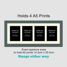 Multi Photo Picture Frame - Holds 4 A5 Prints Or Photos in A 29mm Dark Grey Wood Grain - thumbnail 2