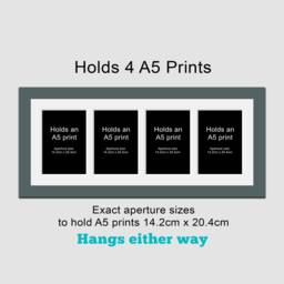 Multi Photo Frame - Dark Grey Wood, Holds 4 A5 Prints
