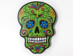 Green Sugar Skull - Day Of The Dead -Dia De Los Muertos Calavera Wall Clock - thumbnail 1