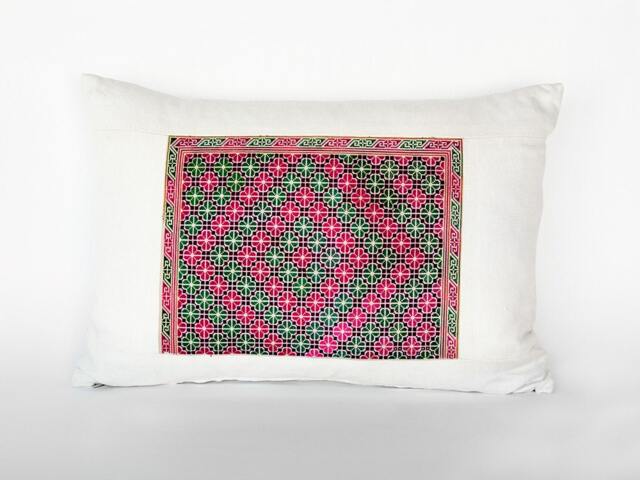 Floral Crossstitch Pillow - image 1