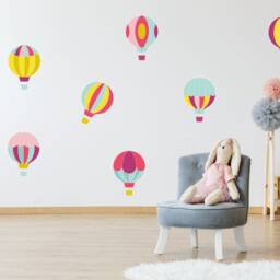 Hot Air Balloons Wall Art Sticker Kit Decal Mural Graphic Cute Nursery Pack Of 9 - thumbnail 2