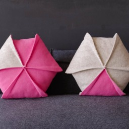 Set Of 2 Hexagon Pillow/Pink Colourful Living Room Decor Modern 18 - thumbnail 2