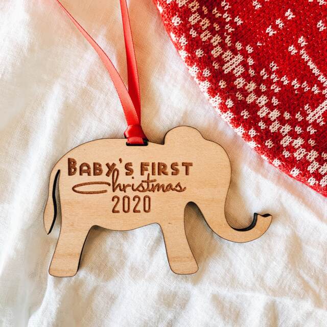 Personalized Baby's First Christmas Ornament Engraved Birch Wood - image 1